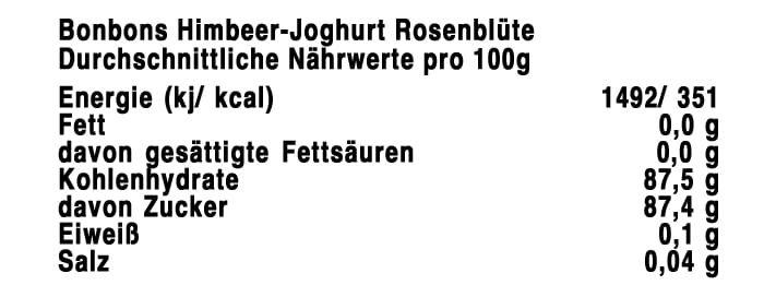 Bonbons Himbeer Joghurt Rosenblüte Produkt