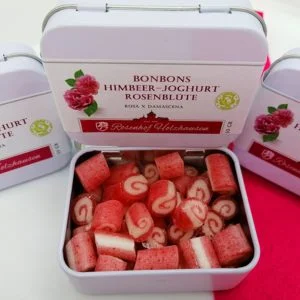 Bonbons Himbeere Joghurt Rosenblüte