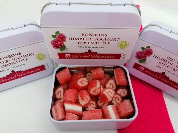 Bonbons Himbeere Joghurt Rosenblüte
