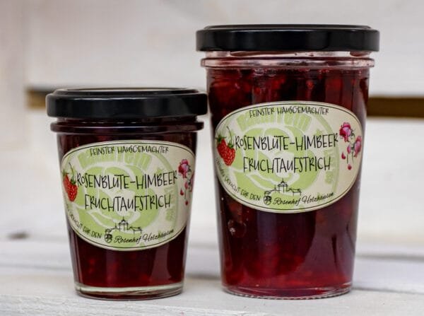 Himbeer-Rosefruchtaufstrich-klein-groß im Glas