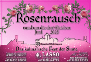 Thüringer Rosenwasser vom Rosenhof Holzhausen 28 3. Rosenhoffest 2025 Flyer