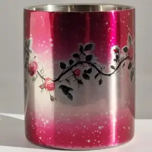 Produktbild 1 Trinkbecher mit Rosenmotiv aus Edelstahl mit Henkel